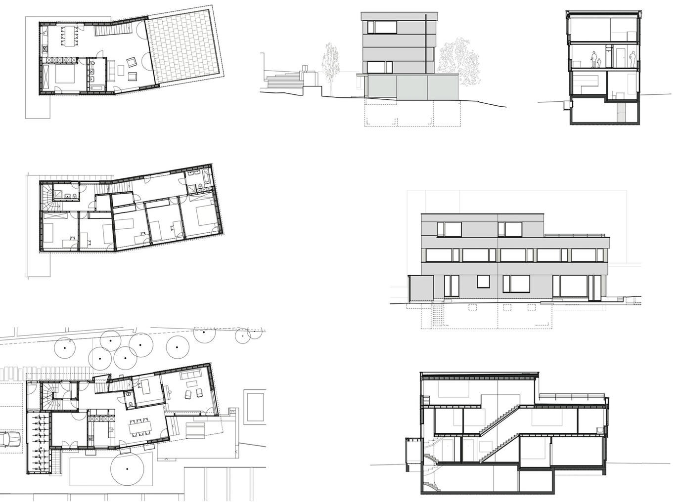 Grundriss Erdgeschoss / Obergeschoss / Dachgeschoss, Schnitte und Ansichten